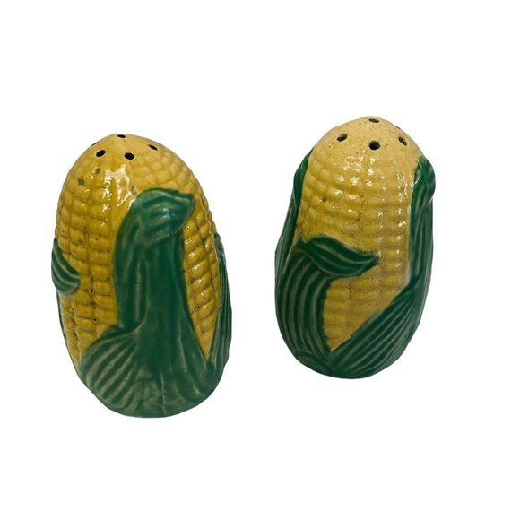 Vintage Ears of Corn Green Husk Salt and Pepper Shakers Japan Yellow Green 4" - Picture 6 of 6